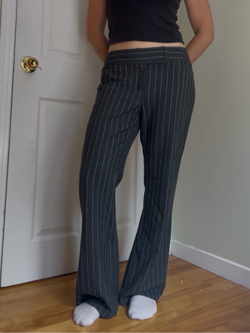 Pinstripe Wide-Leg Trousers